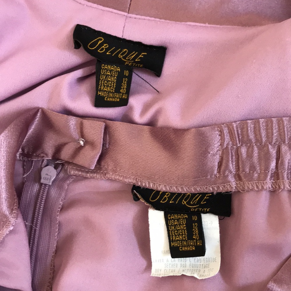 Oblique 2 Piece Sparkly Crepe Chiffon & Satin Dusty Rose Jacket & Skirt; Size10 - Picture 10 of 16